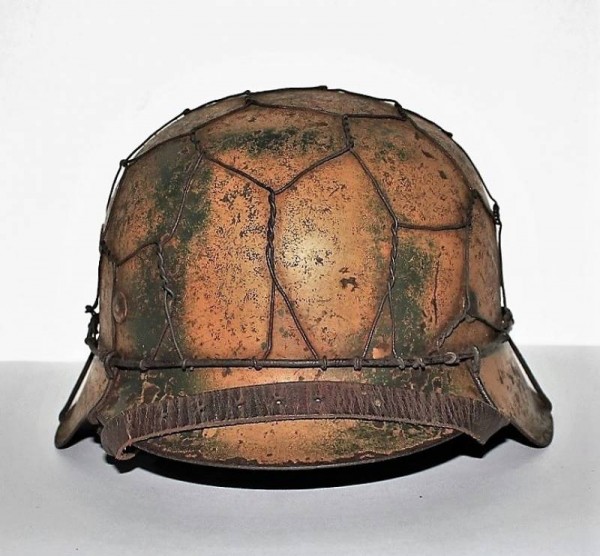 GERMAN CAMOUFLAGE HELMET WITH CHICKER WIRE