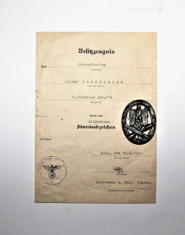 GENERAL ASSAULT BADGE MORE DOCUMENT