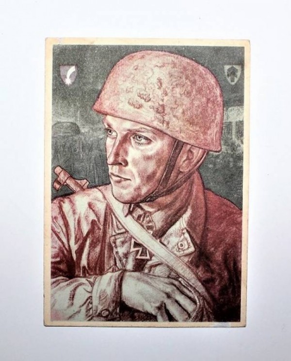 GERMAN POSTCARD PARATROOPER LUFTWAFFE