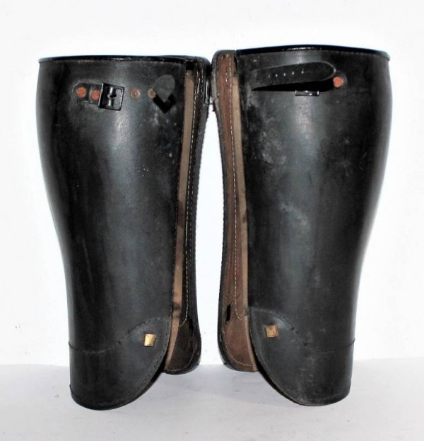 GHETTE A GAMBALE IN CUOIO CAVALLERIA O POLIZIA W.SS-ALGEMINE